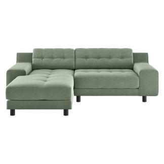 An Image of Habitat Hendricks Left Corner Velvet Chaise - Sage Green