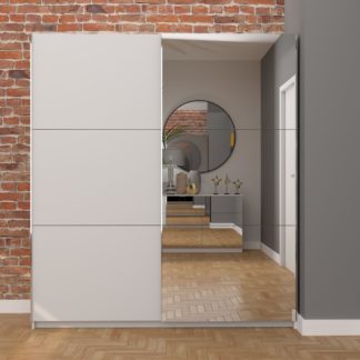 An Image of Norland Sliding Wardrobe White Mirror White