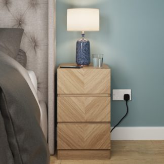 An Image of Taranto 3 Drawer Bedside Table Euro Oak Euro Oak