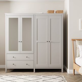An Image of Lynton Grey 4 Door Wardrobe Grey
