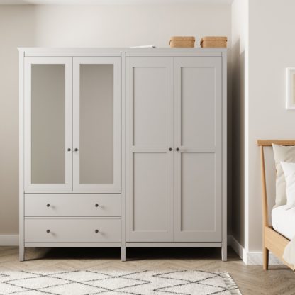 An Image of Lynton Grey 4 Door Wardrobe Grey