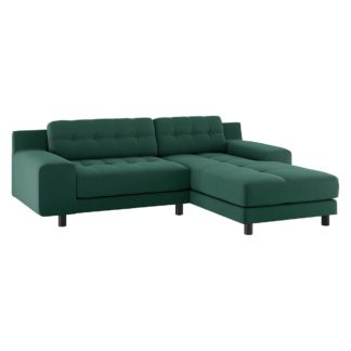 An Image of Habitat Hendricks Right Corner Velvet Chaise - Emerald Green