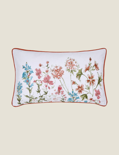 An Image of Laura Ashley Pure Cotton Wild Meadow Bolster Cushion