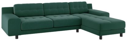 An Image of Habitat Hendricks Right Corner Velvet Chaise - Emerald Green