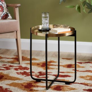 An Image of Tiana Side Table Metallic Effect Gold