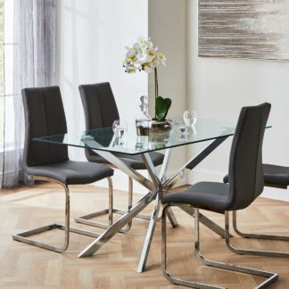 An Image of Lumia Glass Dining Set with Jamison Chairs Clear