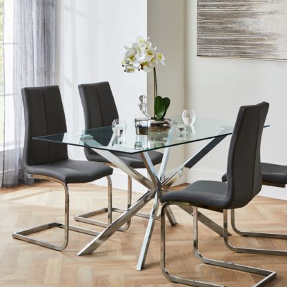 An Image of Lumia Glass Dining Set with Jamison Chairs Clear
