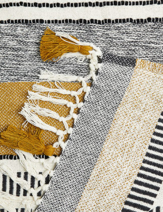 An Image of M&S Cotton Rich Woven Monochrome Stripe Throw