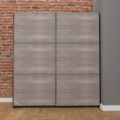 An Image of Norland Sliding Wardrobe Grey Oak Grey