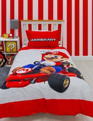 An Image of M&S Cotton Blend Mario Kart™ Single Bedding Set