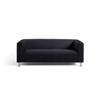 An Image of Habitat Moda 3 Seater Fabric Sofa - Black