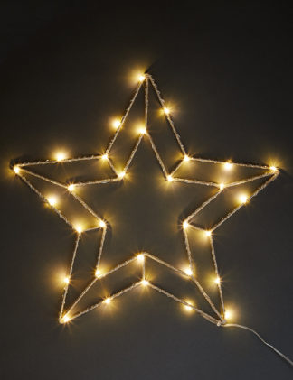 An Image of M&S Light Up Gold Star In Tree Decoration