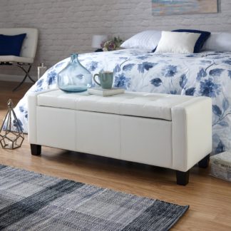 An Image of Verona PU Leather Ottoman Bench White White