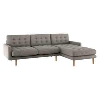 An Image of Habitat Fenner Right Corner Fabric Chaise - Black and White