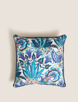 An Image of M&S Cotton with Linen Floral Embellished Cushion