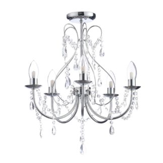 An Image of SPA 5 Light Bathroom Chandelier - Glass & Chrome