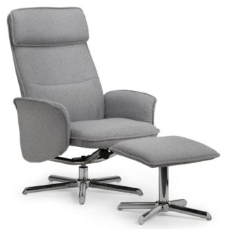 An Image of Julian Bowen Aria Recliner Chair And Footstool - Grey
