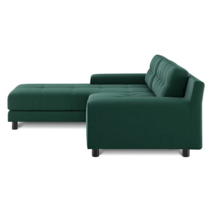 An Image of Habitat Hendricks Left Corner Velvet Chaise - Emerald Green