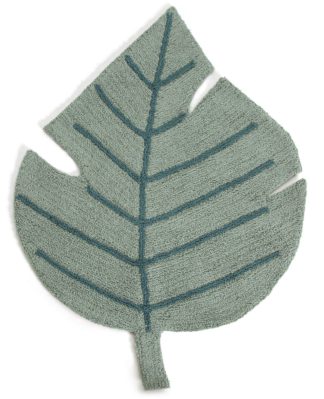 An Image of Habitat Kids Leaf Shaped Rug - Green - 80x110cm
