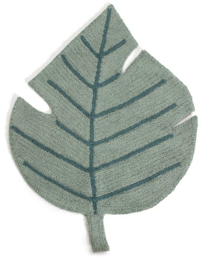 An Image of Habitat Kids Leaf Shaped Rug - Green - 80x110cm