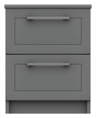 An Image of Hatfield 2 Drawer Bedside Table - Grey Gloss