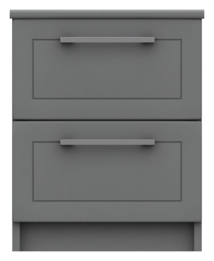 An Image of Hatfield 2 Drawer Bedside Table - Grey Gloss
