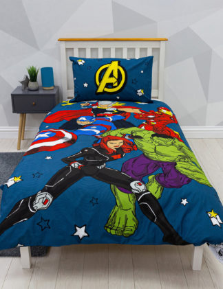 An Image of M&S Cotton Blend Avengers™ Single Bedding Set