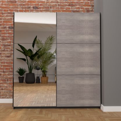 An Image of Norland Sliding Wardrobe White Mirror White