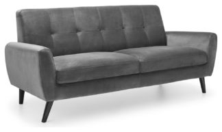 An Image of Julian Bowen Monza 2 Seater Velvet Sofa - Grey
