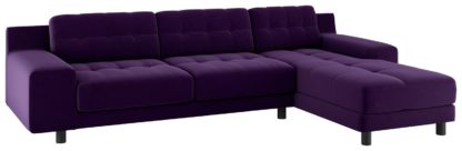 An Image of Habitat Hendricks Right Corner Velvet Chaise - Dark Purple