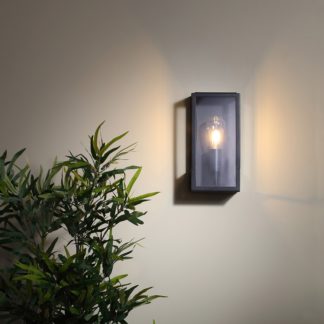An Image of Minerva Outdoor Box Lantern Wall Light - Black