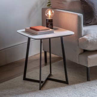 An Image of Milford Side Table, White Marble Effect White