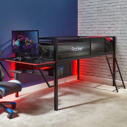 An Image of X Rocker Sanctum Gaming Mid Sleeper Bunk Bed with Desk Black