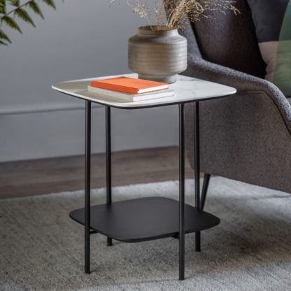An Image of Fairfield Side Table, Marble Effect Black