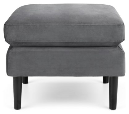 An Image of Julian Bowen Monza Velvet Ottoman - Grey