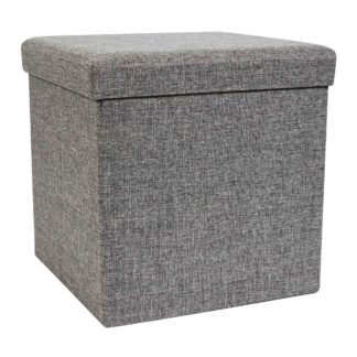 An Image of Foldable Cube Faux Linen Grey Grey