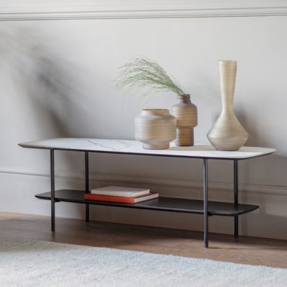 An Image of Fairfield Long Coffee Table, Marble Effect Black