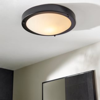 An Image of Pluto Black Bathroom 1 Light Flush Ceiling Fitting Black