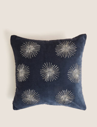 An Image of M&S Velvet Star Embellished Cushion