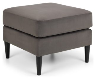 An Image of Julian Bowen Hayward Velvet Ottoman - Grey