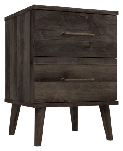 An Image of Sherwood 2 Drawer Bedside Table - Dark Oak