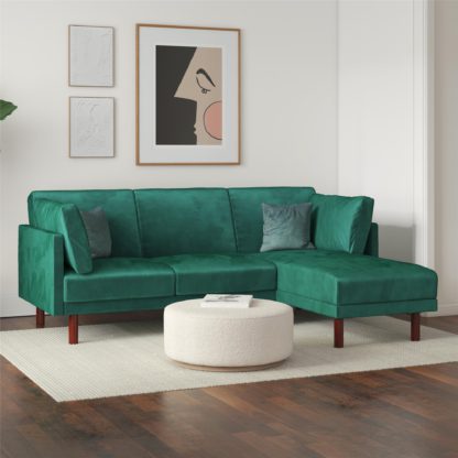 An Image of Clair Velvet Sprung Seat Sectional Sofa Black