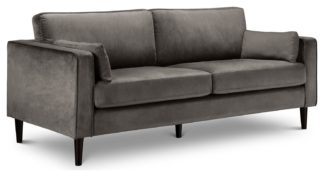 An Image of Julian Bowen Hayward 3 Seater Velvet Sofa - Grey