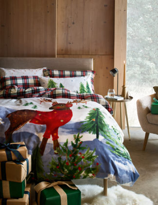 An Image of M&S Cotton Blend Winter Stag Bedding Set