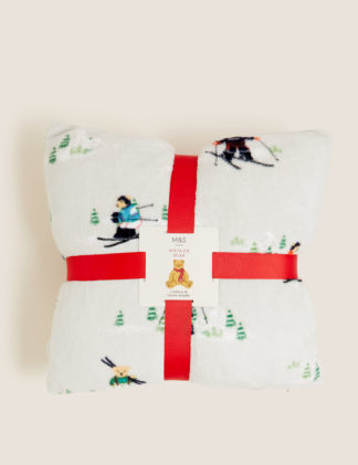 An Image of M&S Spencer Bear Fleece Cushion and Throw