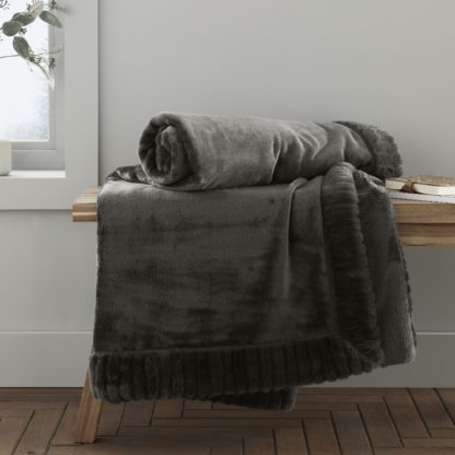 An Image of Catherine Lansfield Faux Velvet 150cm x 200cm Throw Natural