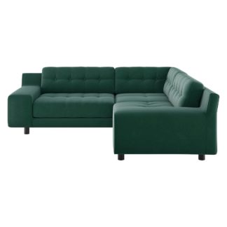An Image of Habitat Hendricks Right Corner Velvet sofa - Emerald Green