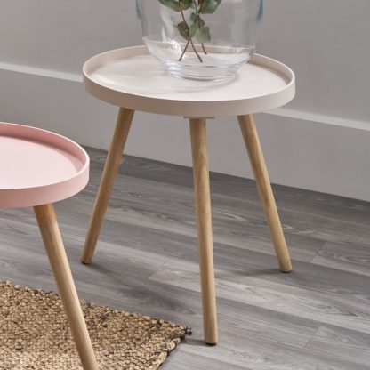 ae9dc6066d4ba99b619140b0fad054c0a942b6f9b83e23b360cdfcb2277f030f.jpg An Image of Pacific Halston Natural Pine Wood Large Side Table Blush