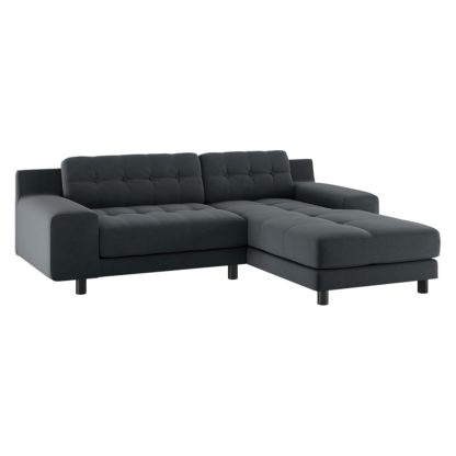 An Image of Habitat Hendricks Right Corner Velvet Chaise - Dark Grey