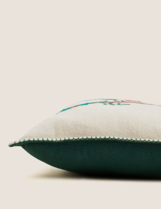 An Image of M&S Wool Blend Robin Embroidered Cushion
